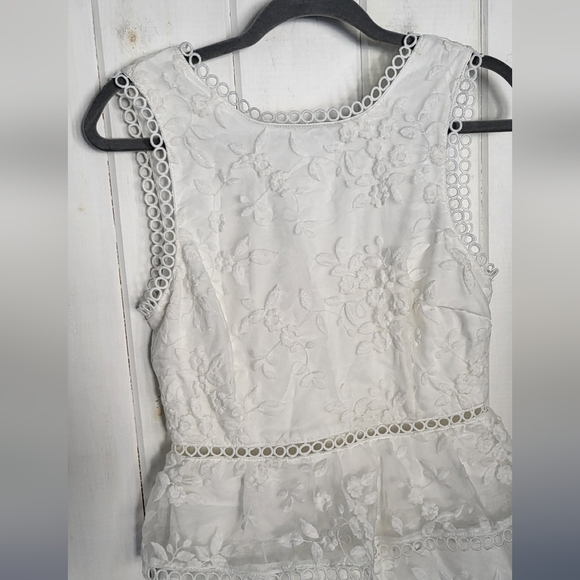 Look So Sweet White Floral Embroidered Organza Mini Dress - Picture 7 of 14